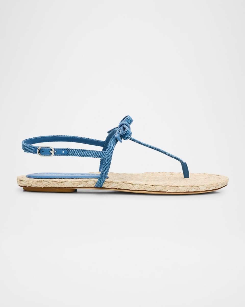 Felicity Denim Bow T-Strap Sandals
